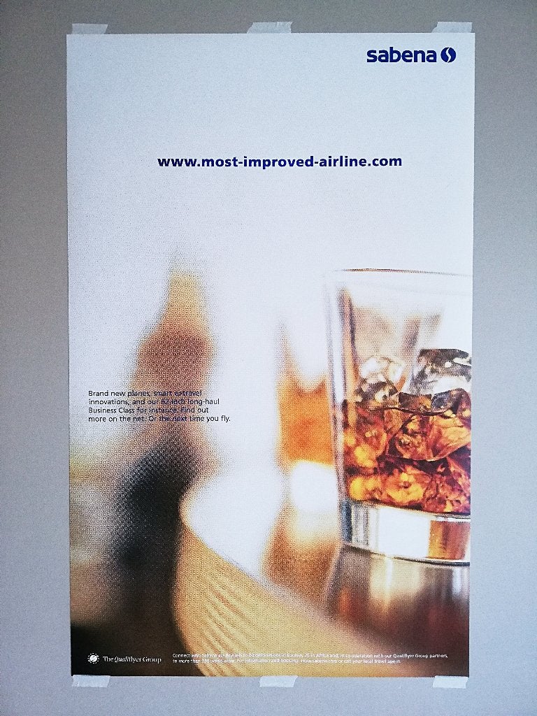 Poster Sabena Qualiflyer Group Whisky Lounge 90s 64x102cm, Collections, Enlèvement ou Envoi, Neuf