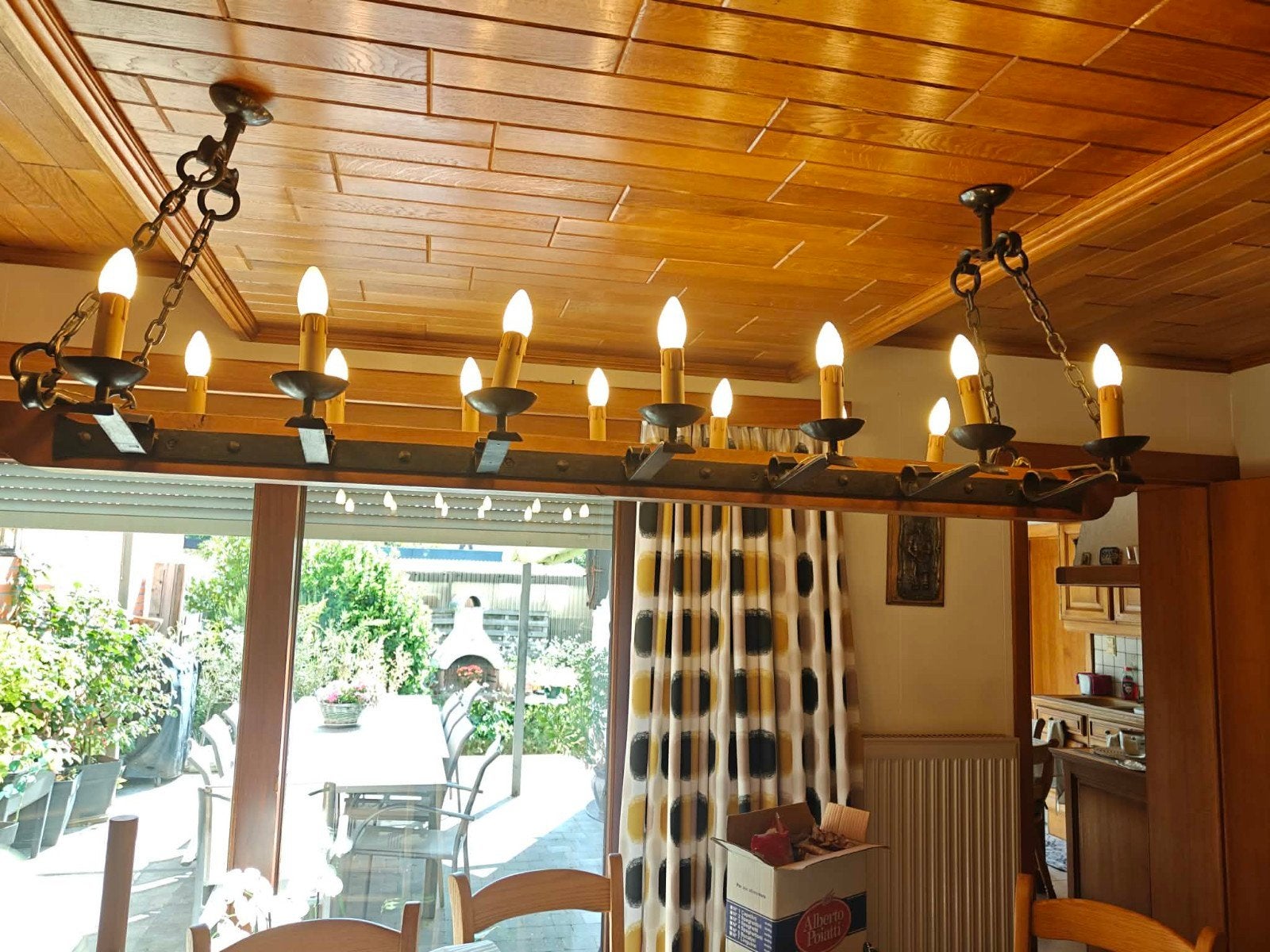 Lustre en bois massif et Fer forgé, Enlèvement, Utilisé, Bois