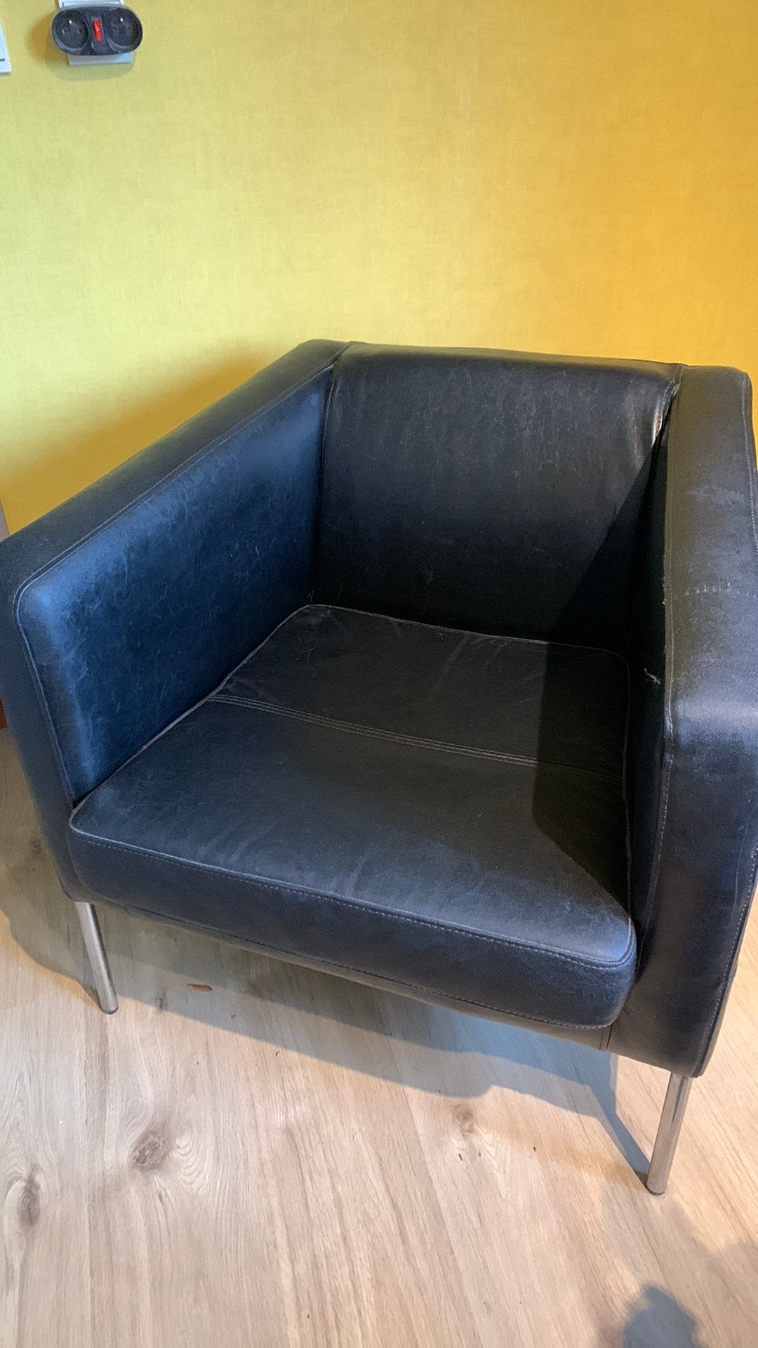 Lederen fauteuil éénzit, Huis en Inrichting, Ophalen, Gebruikt, Minder dan 75 cm, Leer