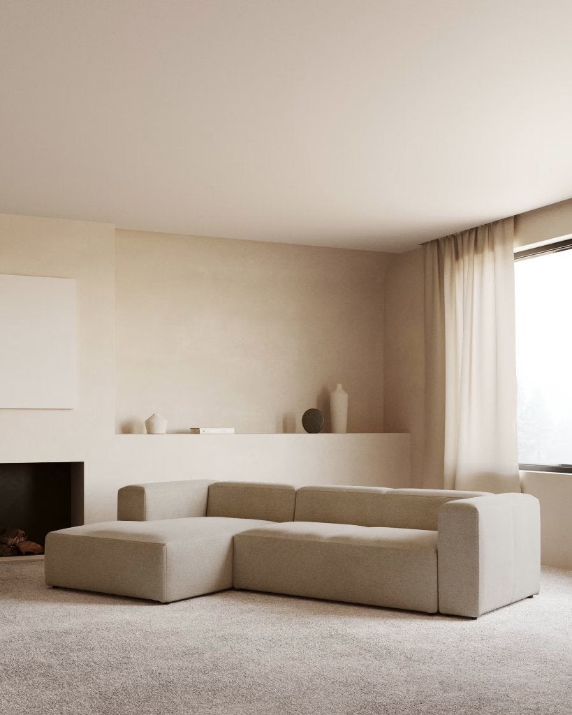 Canapé Kave Home Blok 4 places + méridienne gauche état neuf, Maison & Meubles, Neuf, 150 cm ou plus, Quatre personnes ou plus