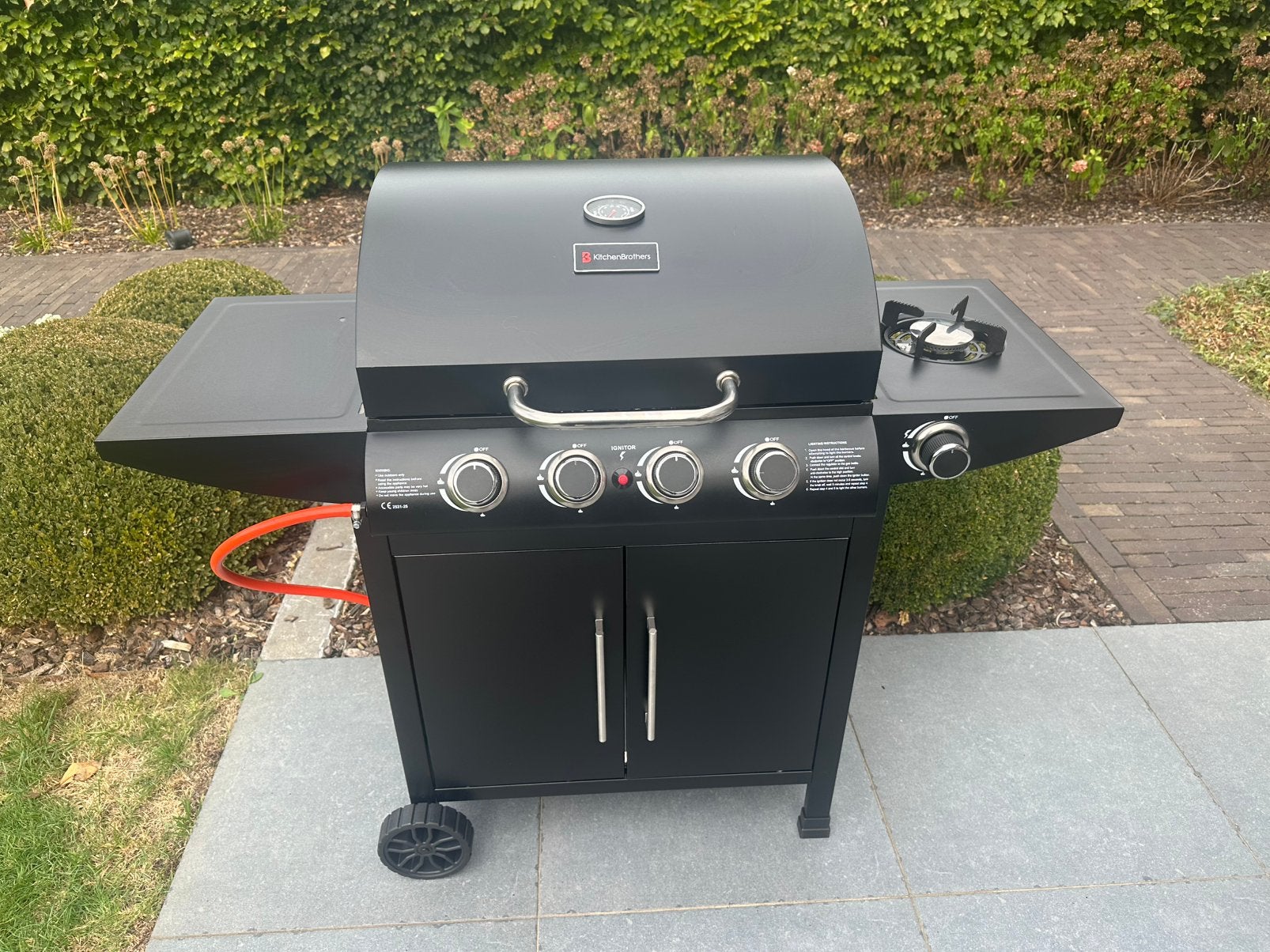 Kitchenbrothers Gas Bbq - Zwart - 42x57cm - 5 Branders, Tuin en Terras, Ophalen, Zo goed als nieuw