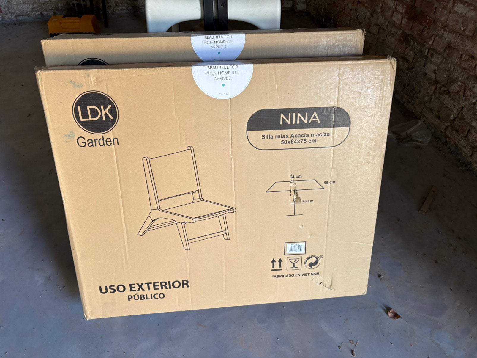 2 chaises LDK Garden Nina RelaBois d'acacia massif - Nouveau, Enlèvement ou Envoi, Comme neuf, Textilène
