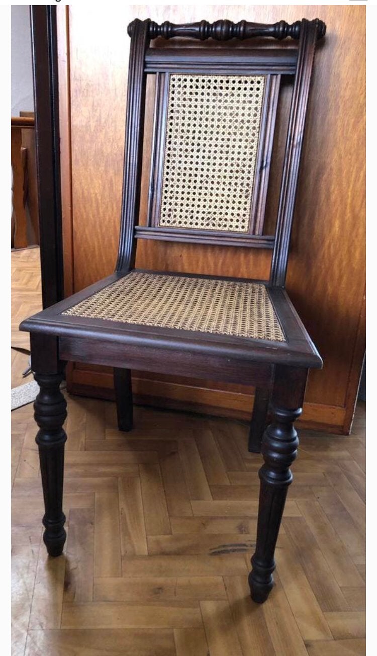 Mooie rieten stoelen met stevige zitting, Huis en Inrichting, Stoelen, Ophalen, Gebruikt, Bruin, Riet of Rotan