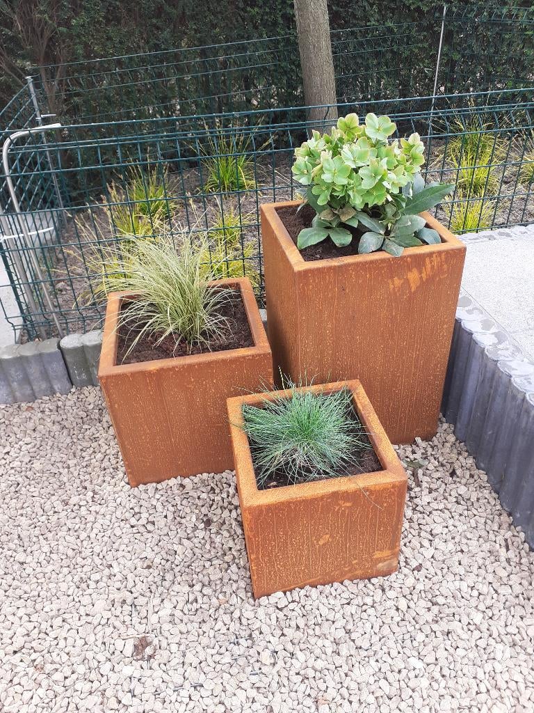 cortenstaal bloembak, Jardin & Terrasse, Bacs à fleurs & Jardinières, Neuf, Métal, Balcon, Jardin, Carré, Enlèvement