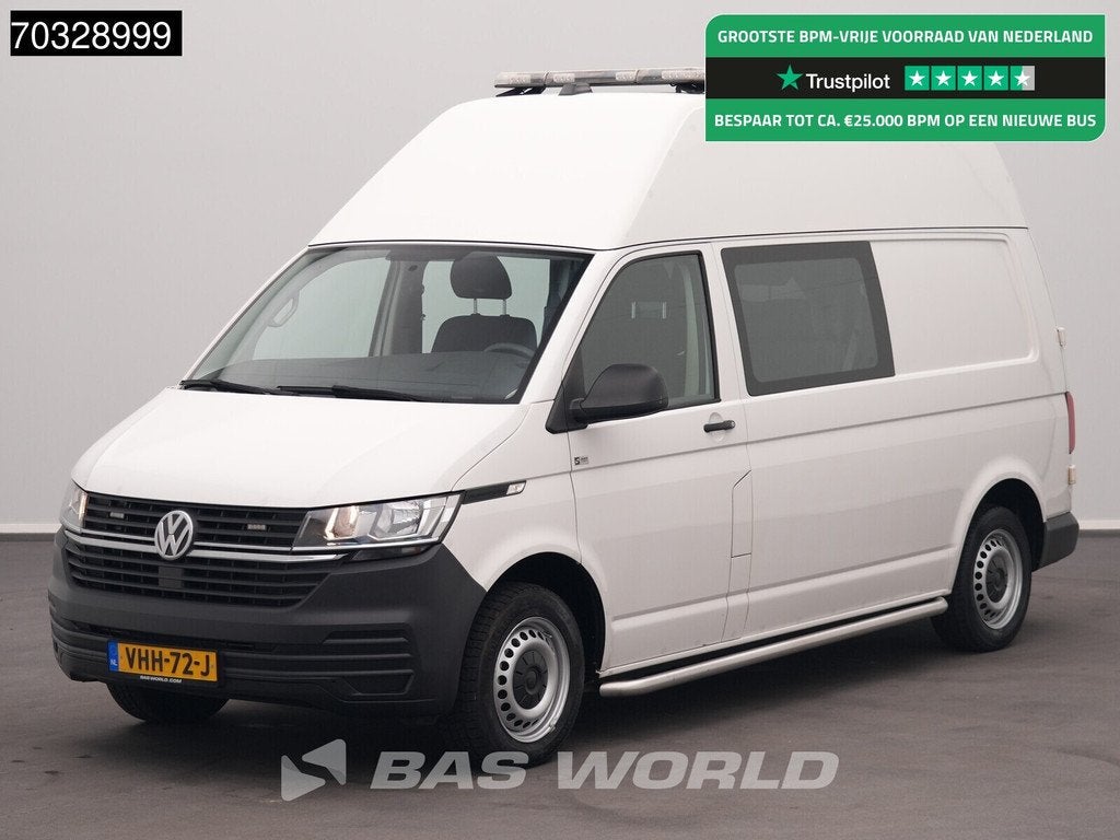 Volkswagen Transporter 150PK Uniek! Automaat Hoog Dak Dubbel, Stof, Gebruikt, Volkswagen, Wit