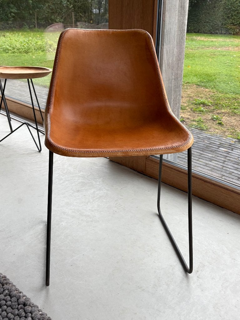Set 6 Sol & Luna ‘Girón’ stoelen & 3 barstoelen– zadelleder, Huis en Inrichting, Ophalen, Gebruikt, Bruin, Vijf, Zes of meer stoelen