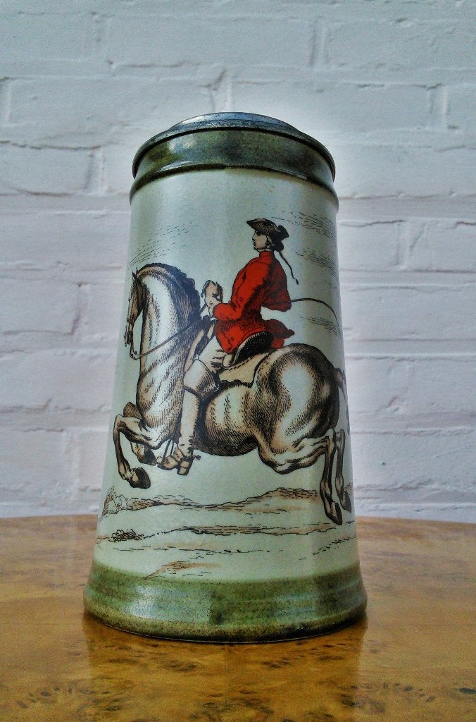 stein steengoed bierkroes tin - lord met rode jas te paard, Enlèvement ou Envoi