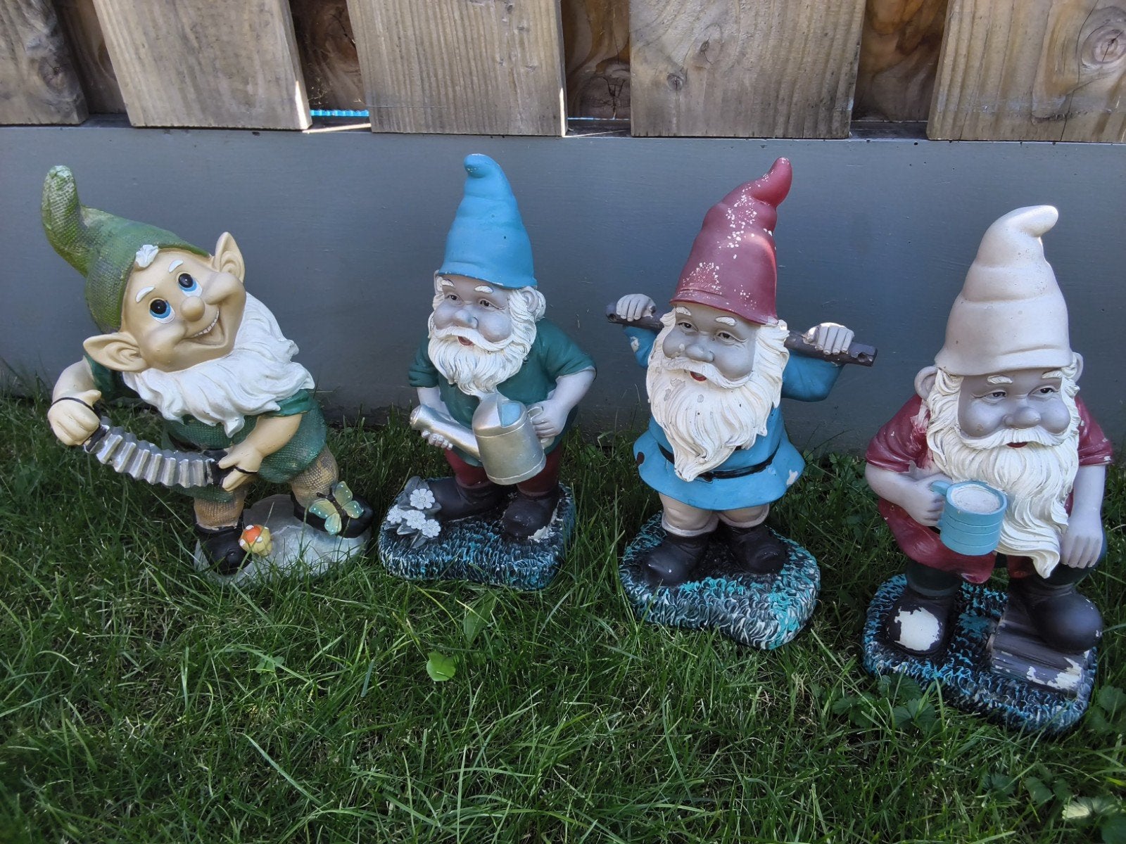 De 4 kabouters  per stuk JAREN 90, Jardin & Terrasse, Statues de jardin, Enlèvement, Utilisé, Autres matériaux, Nain de jardin