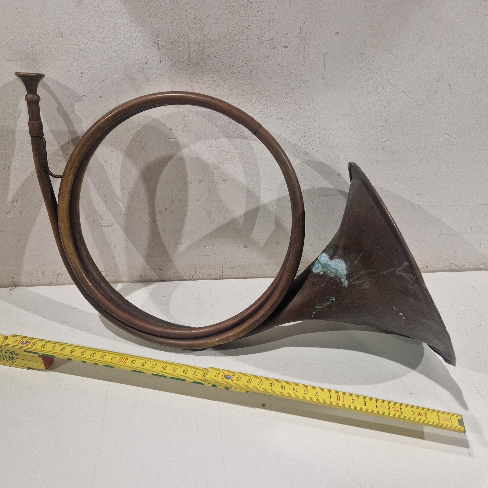 Antieke messing of koperen jachthoorn parforce posthoorn, Antiek en Kunst, Ophalen of Verzenden