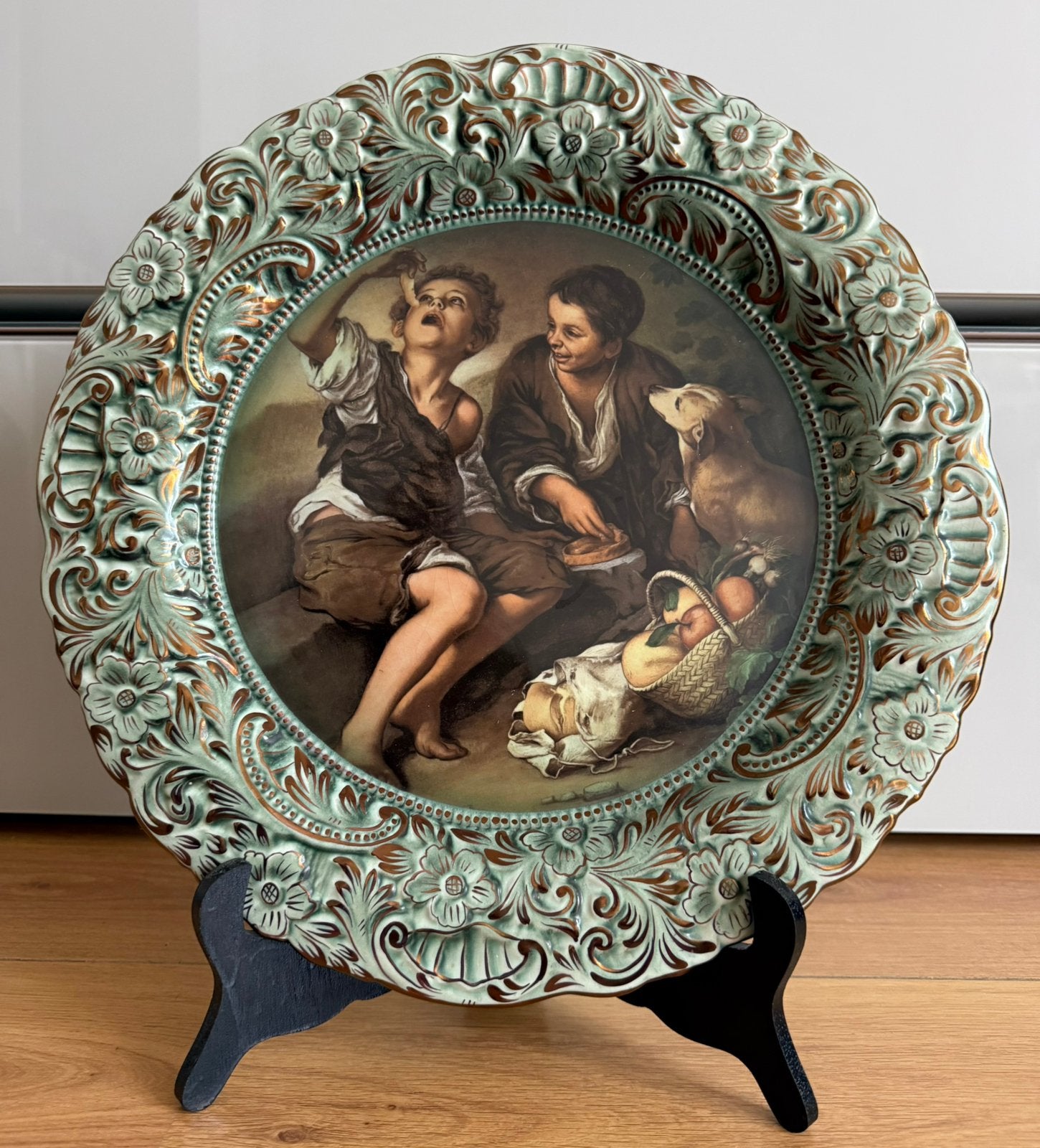 Grande assiette murale vintage portugaise en céramique, Enlèvement ou Envoi