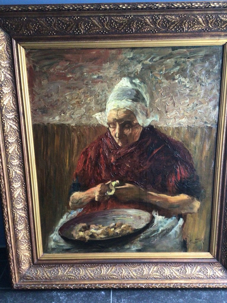 Mooi oud schilderij gesigneerd, Antiek en Kunst, Kunst | Schilderijen | Klassiek, Ophalen, Gesigneerd