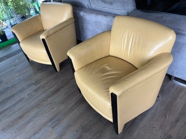 Vintage  clubfauteuil – Jaren 80 leder/hout, Huis en Inrichting, Fauteuils, Ophalen, Gebruikt, Leer