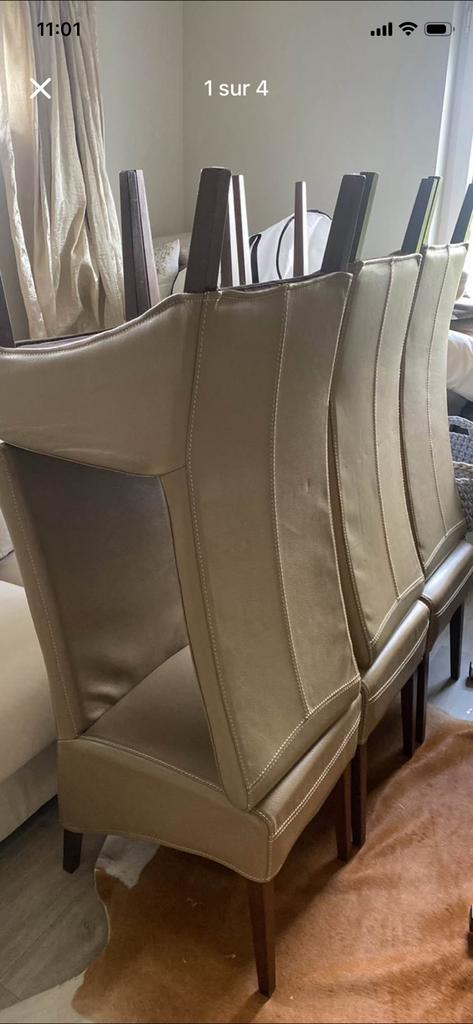6 chaises de salle à manger en cuir, Maison & Meubles, Chaises, Enlèvement, Comme neuf, Cuir