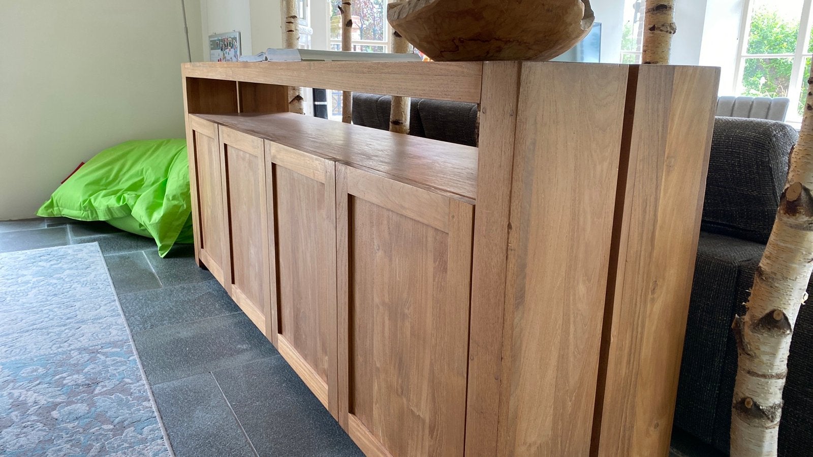 Buffet en teck 216x92x45cm, Maison & Meubles, Teck, 25 à 50 cm, 200 cm ou plus, Enlèvement