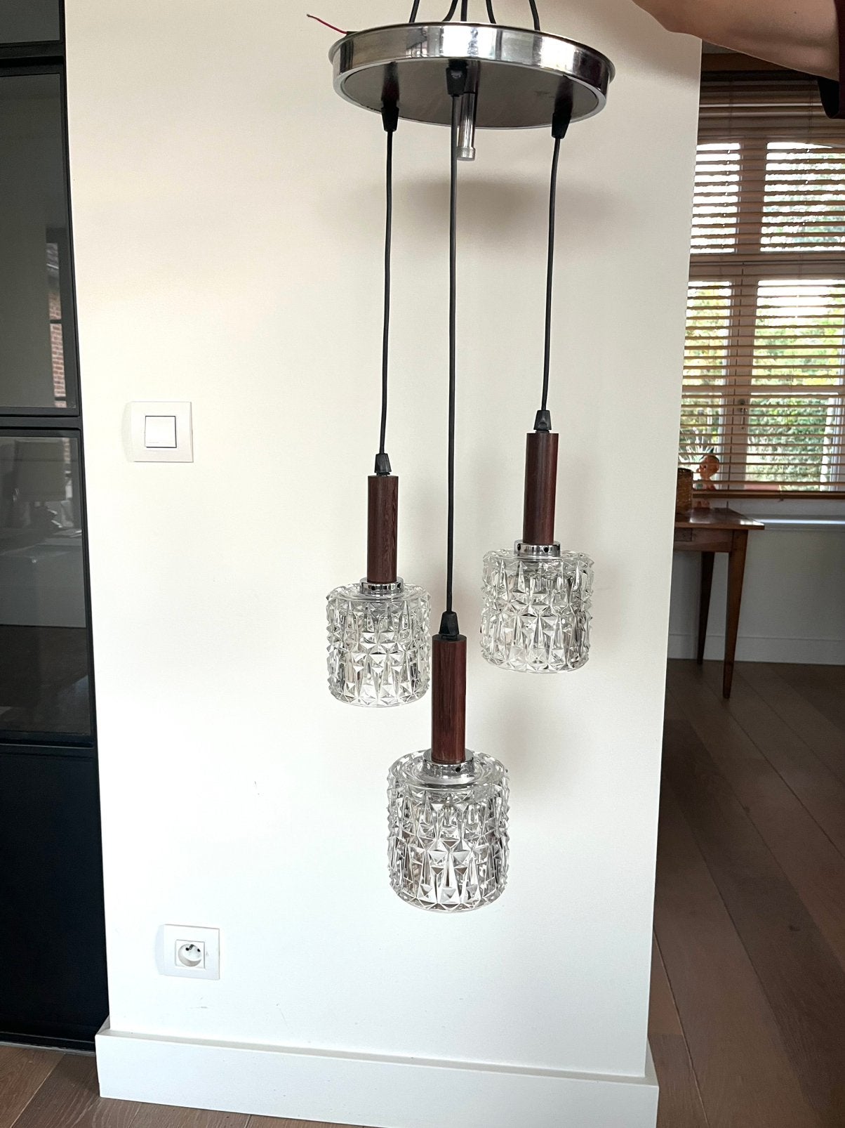 Hanglamp pendel mid century jaren 60/70 vintage, Ophalen of Verzenden, Zo goed als nieuw, Glas