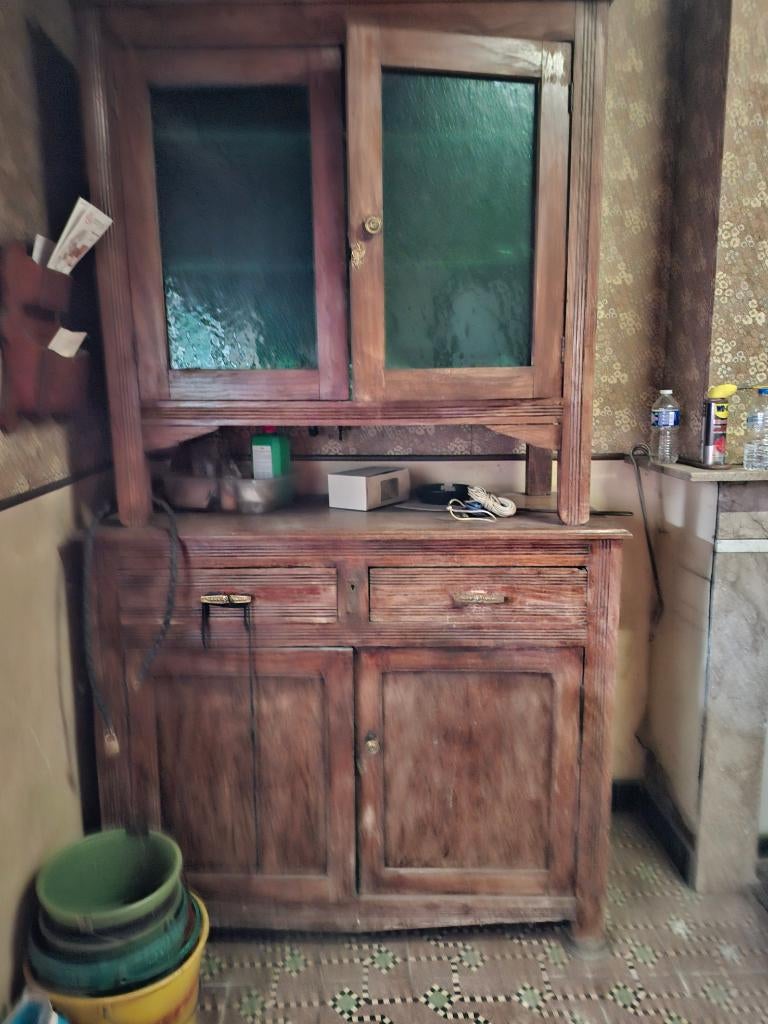 Vintage Buffetkast, Uniek Groen Glas, Art Deco Look, Antiek en Kunst, Ophalen