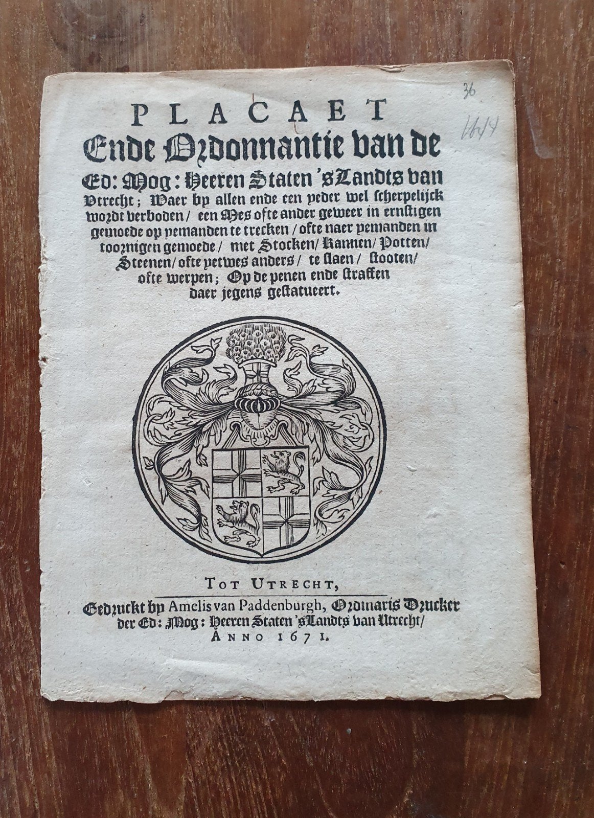 Placaet, over bestraffing geweldplegingen, Ophalen of Verzenden