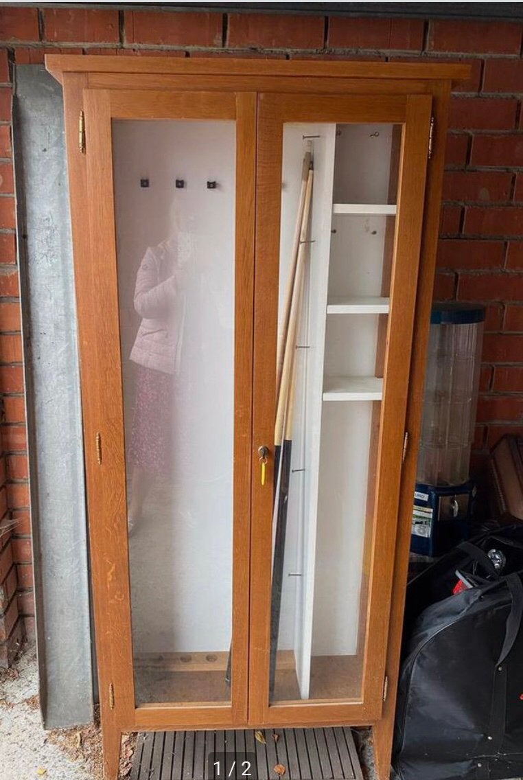Eiken vitrine kast, Ophalen, Zo goed als nieuw