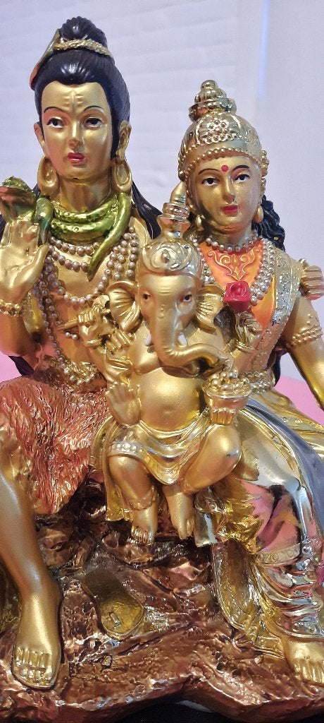 Beeld van Shiva, Parvati en Ganesha,God,buddha,boeddha,,,,,, Neuf, 20 cm, Enlèvement ou Envoi, Autres matériaux