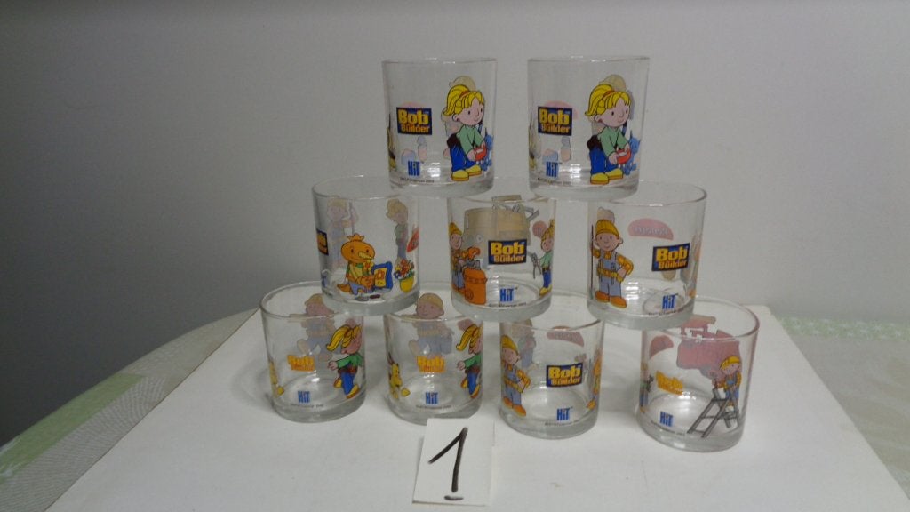 Penotti glazen Bob de bouwer en anderen, Verzamelen, Ophalen of Verzenden, Zo goed als nieuw, Frisdrankglas