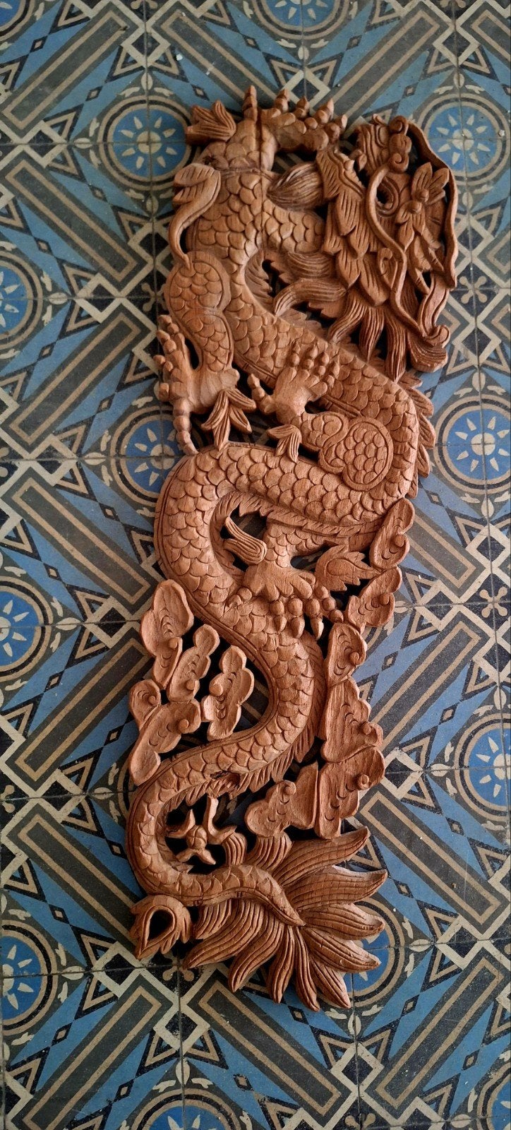 Magnifique dragon asiatique sculpté en bois Décoration mural, Enlèvement, Bois, Décoration murale