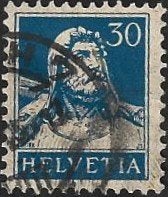 1 Postzegel Zwitserland 1924  met kleurveranderingen, Ophalen of Verzenden, Gestempeld