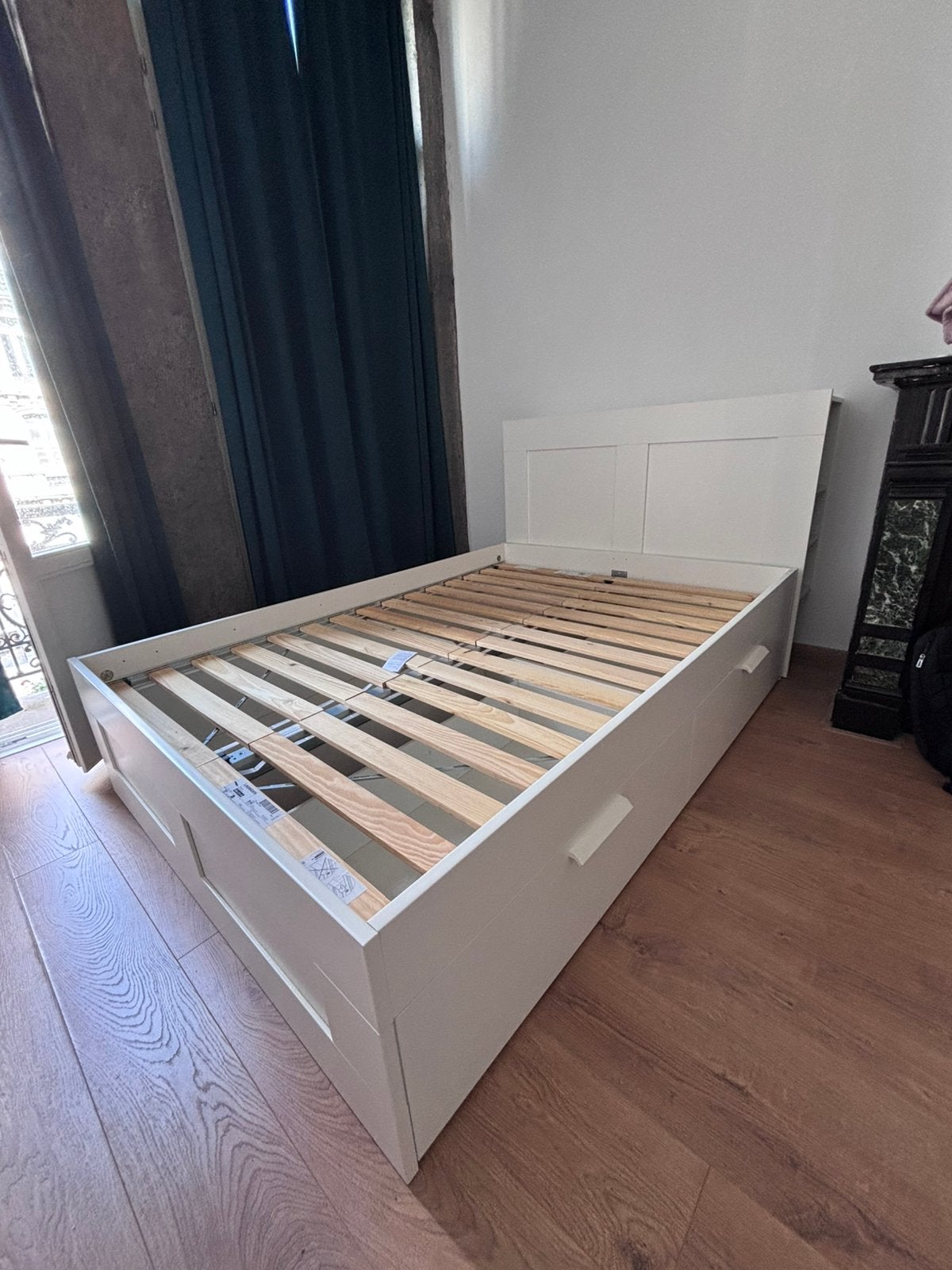 Lit Ikea BRIMNES, Maison & Meubles, Comme neuf, Enlèvement, 180 cm, Blanc