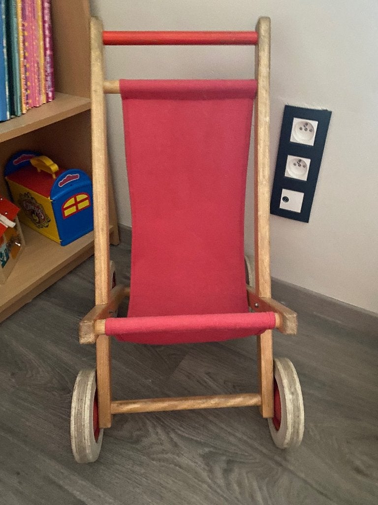 Houten poppen buggy, Ophalen, Gebruikt, Babypop
