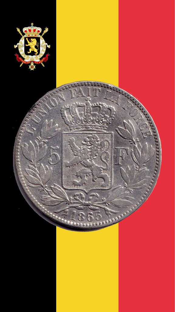 VARIANT: 5 frank 1865 (6 over 5) - Leopold I, Verzenden, Zilver, Losse munt, Zilver