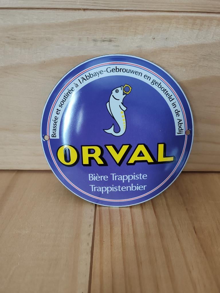 Emaille plaat van Orval, Verzamelen, Ophalen of Verzenden, Zo goed als nieuw, Reclamebord