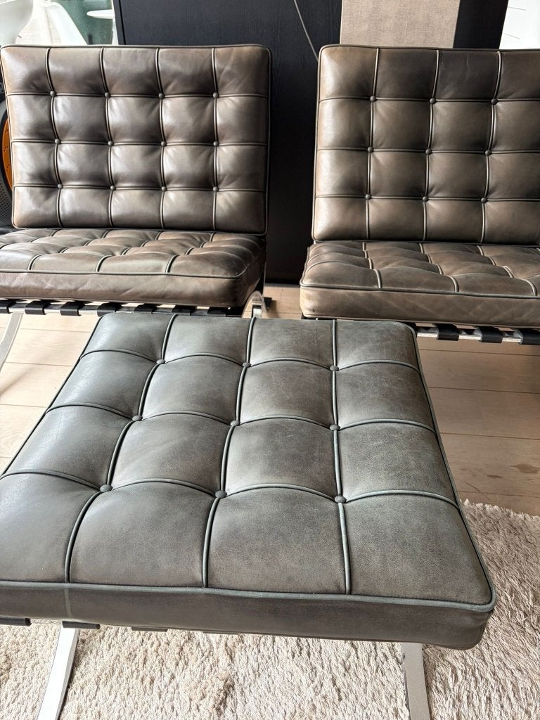 Knoll Barcelona Venezia Leder Zwart Set, Enlèvement