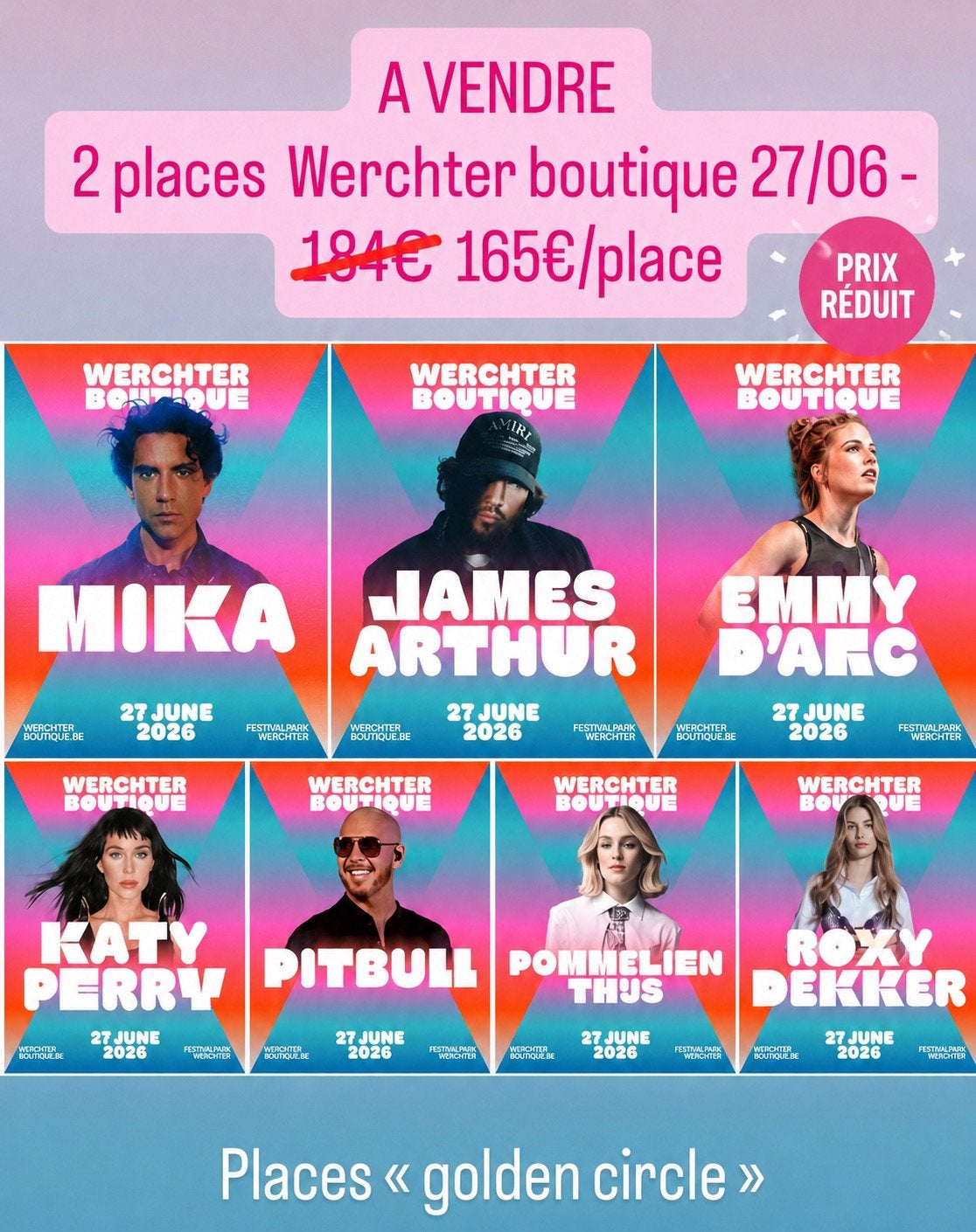 2 tickets Werchter boutique, Tickets & Billets, Deux personnes