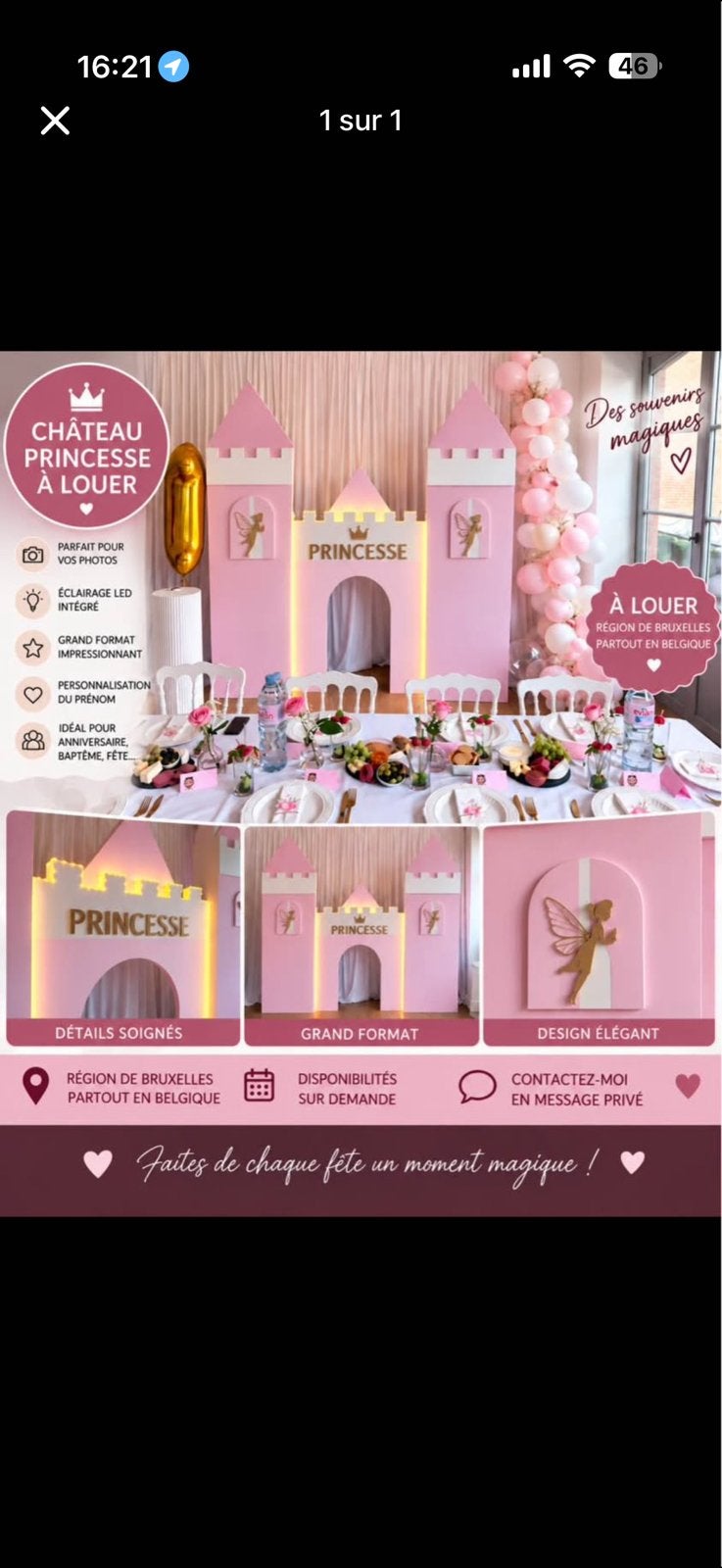 Château Princesse XXL à louer – Anniversaire & Événements, Enlèvement, Comme neuf
