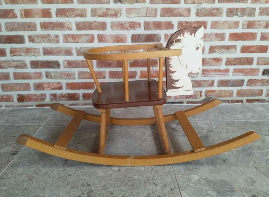 Vintage houten schommelpaard, Ophalen, Gebruikt