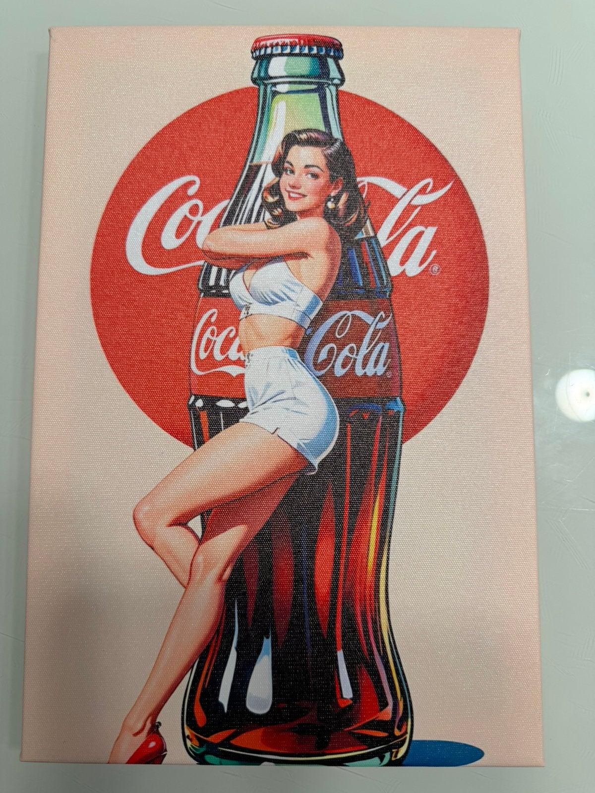 Ingelijste canvasprint Coca Cola - mancave retro vintage, Ophalen of Verzenden, Nieuw, Reclamebord