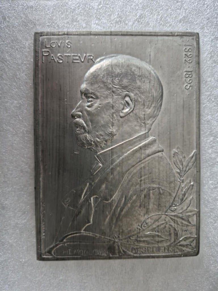 Bronzen kunstplaquette– Louis Pasteur 1822-1895 – Wetenschap, Ophalen, Brons