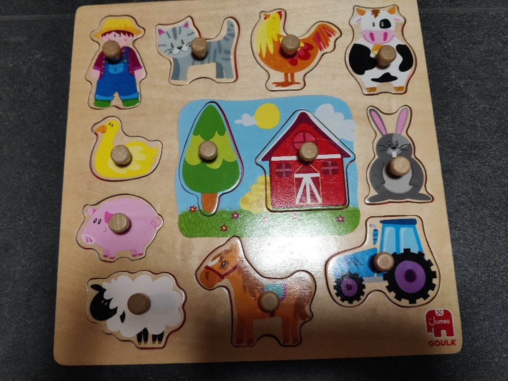 Houten legpuzzel thema boerderij, Kinderen en Baby's, Ophalen, 10 tot 50 stukjes, Zo goed als nieuw, Van hout
