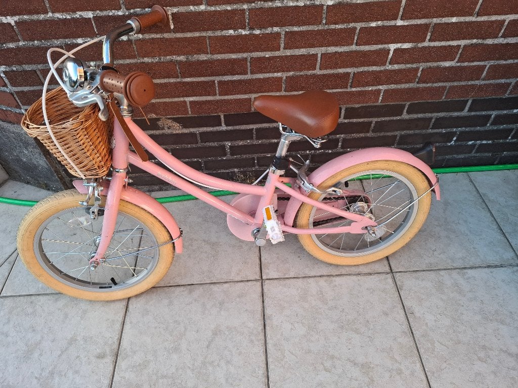 16 inch meisjesfiets baby's corner roze zo goed als nieuw, Fietsen en Brommers, Fietsen | Meisjes, Gebruikt, 16 inch, Schijfrem