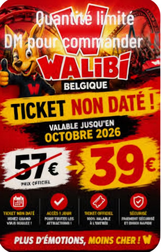 2 tickets pour Walibi Wavre Disponible, Tickets & Billets, Une personne, Ticket ou Carte d'accès