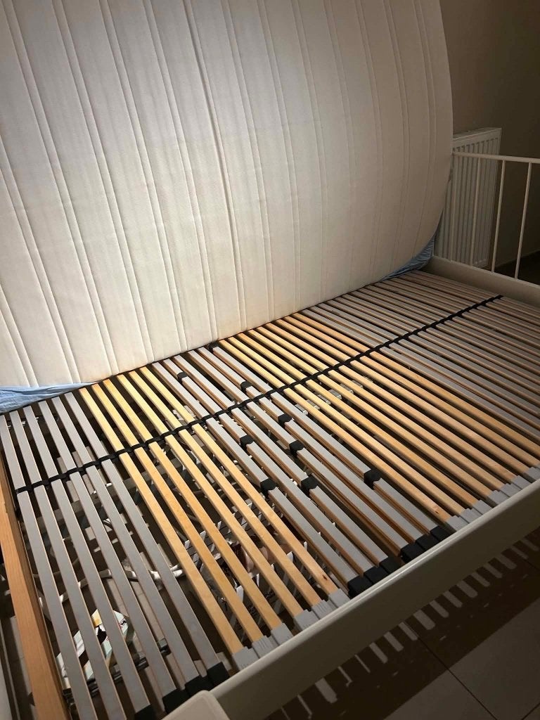 Bed, Huis en Inrichting, Ophalen, Wit, Tweepersoons, 140 cm