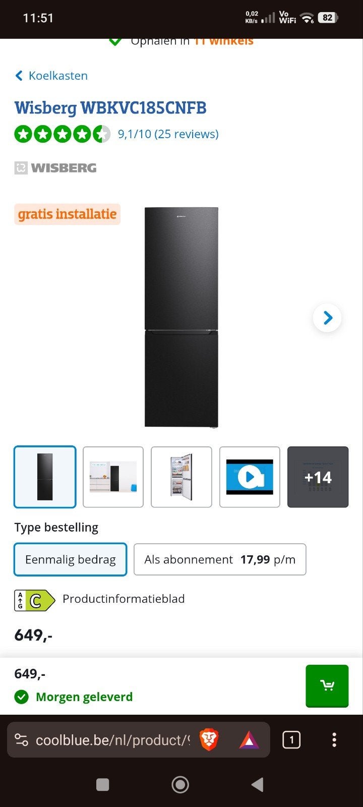 combinaison réfrigérateur/congélateur, Electroménager, Enlèvement