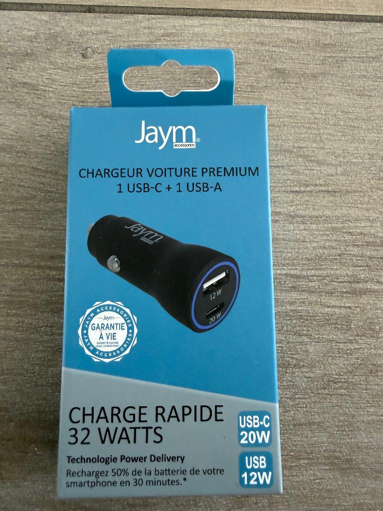 Jaym Premium Autolader 32W - USB-C & USB-A - Nieuw, Télécoms, Chargeurs de voiture, Enlèvement, Neuf