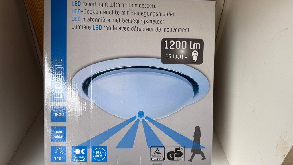 LED Plafondlamp met Bewegingssensor – Nieuw in doos!, Ophalen of Verzenden, Nieuw, Metaal
