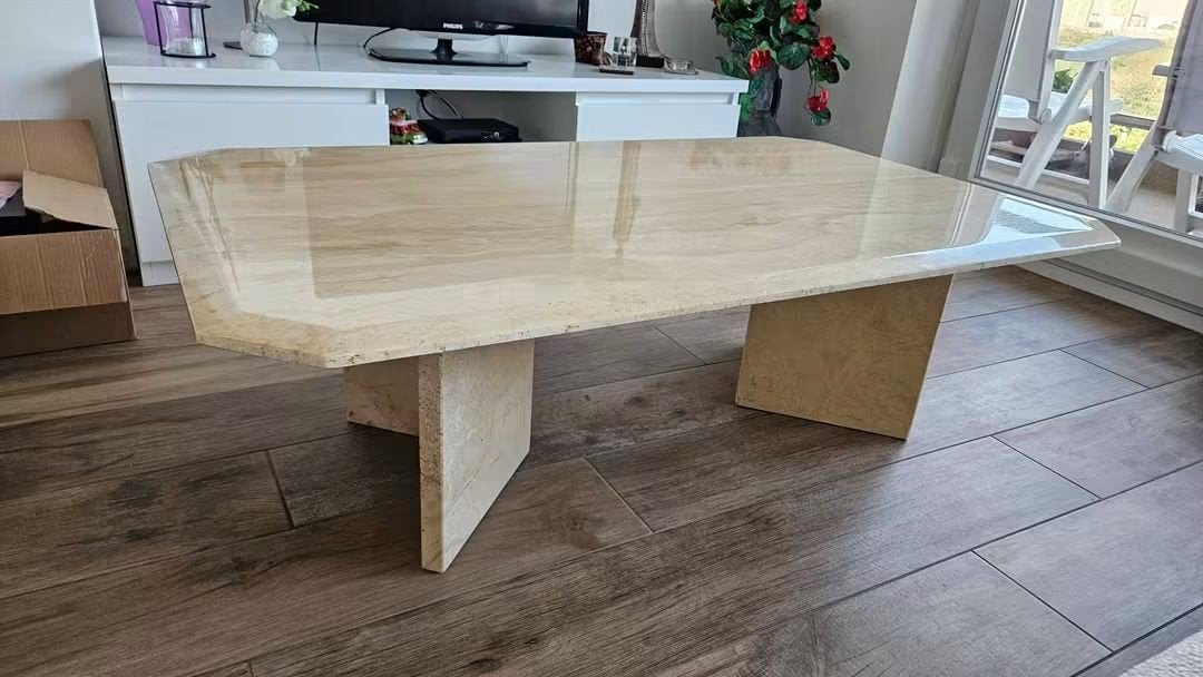 Table de salon en VRAI Travertin, Enlèvement