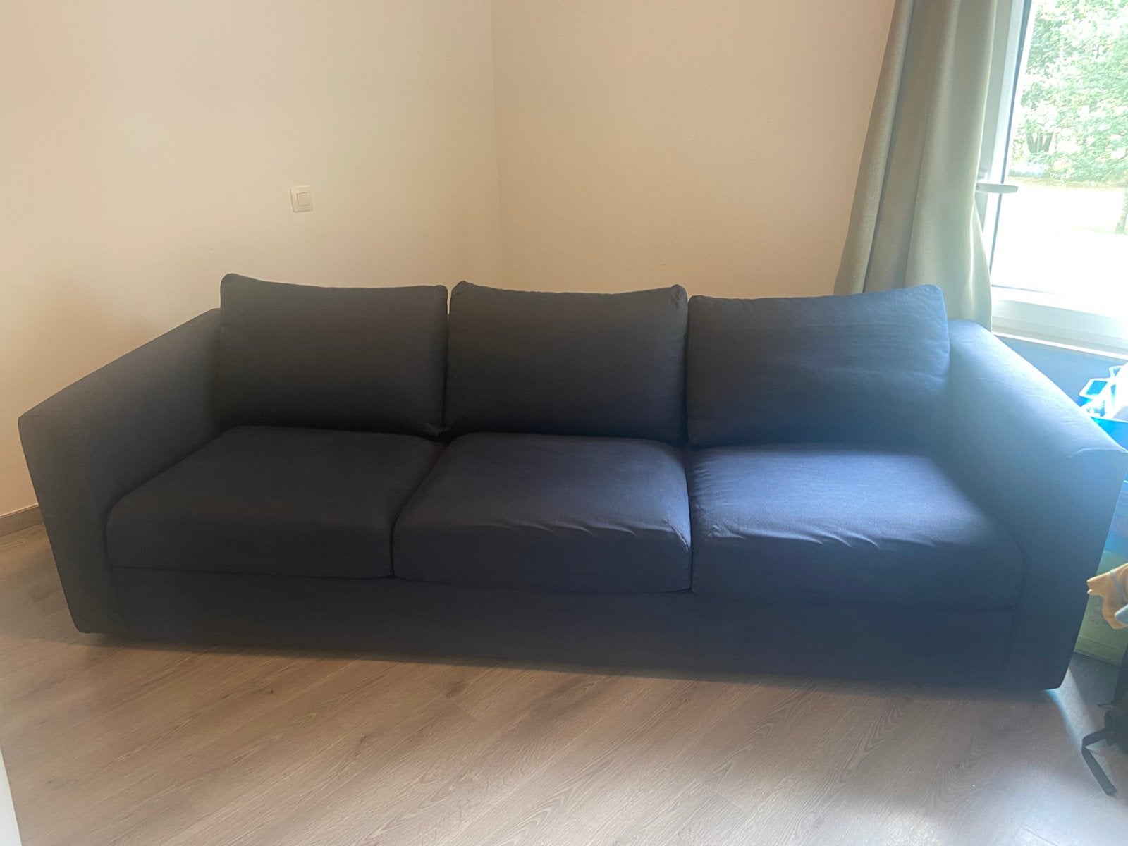 Canapé fixe 2m50 bleu marine déhoussable lavage 30* machine, Enlèvement, Comme neuf