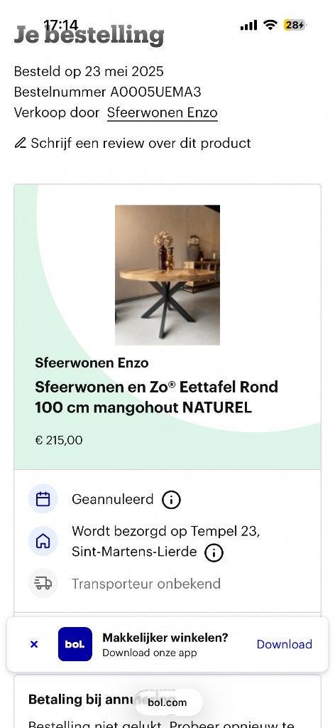 Ronde tafel 100cm, Huis en Inrichting, Ophalen, 50 tot 100 cm, Mangohout, Rond