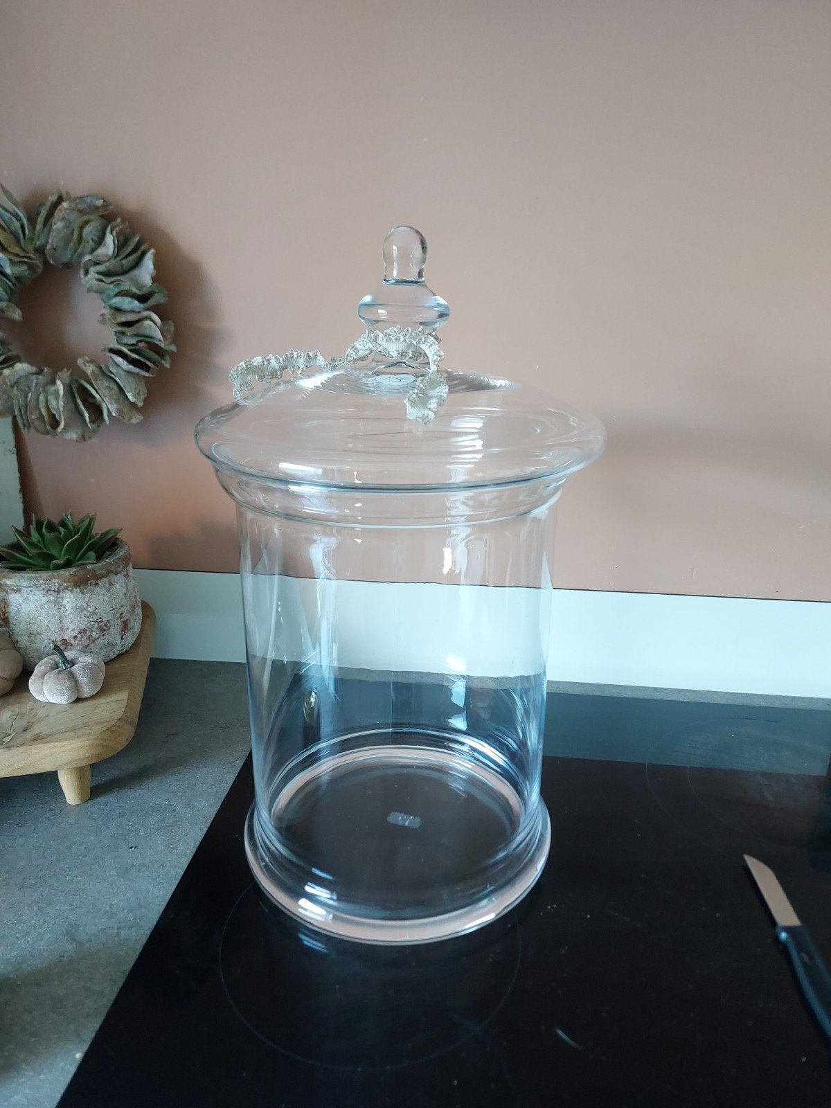 Glazen stolp Nieuw H42cm diam 25cm, Huis en Inrichting, Glas, Ophalen of Verzenden, Nieuw, 25 cm