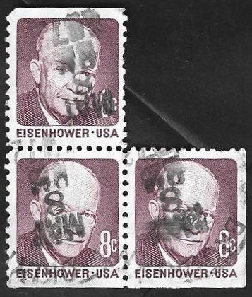 3 Postzegels USA 1971 Dwight D. Eisenhower, Ophalen of Verzenden, Gestempeld, Noord-Amerika
