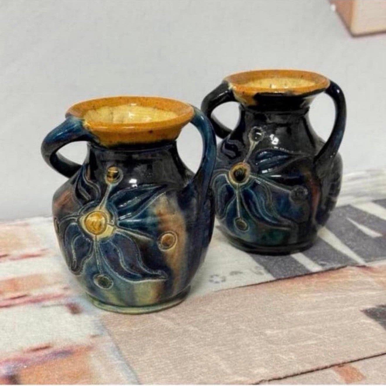 2x Vintage Belgische Vlaamse Tourhout Pottery vaas vazen, Antiek en Kunst, Ophalen of Verzenden