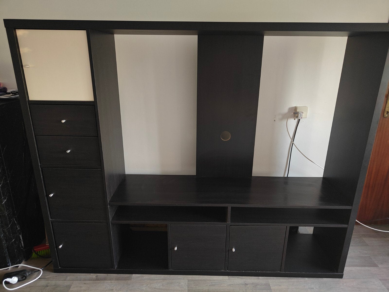 Meuble TV Ikea Lappland brun noir, 25 à 50 cm, 150 à 200 cm, Enlèvement, Utilisé